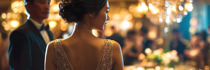 華やかなパーティー会場での男女02