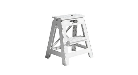 Folding step stool, a portable and convenient climbing aid for reaching high places, isolated on transparent background