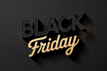 Black friday sale promotion with glittering gold accents and shadow effect on a dark textured background, symbolizing shopping discounts and special offers