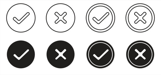 Tick ​​and cross icon, Tick and cross symbol in Circle, vector illustration.

