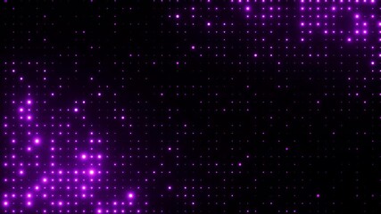 Purple glowing blinking lights. Grid pattern with random size dots. Shimmering particles abstract background for festive design, New Year. 4K loop animation. - Powered by Adobe