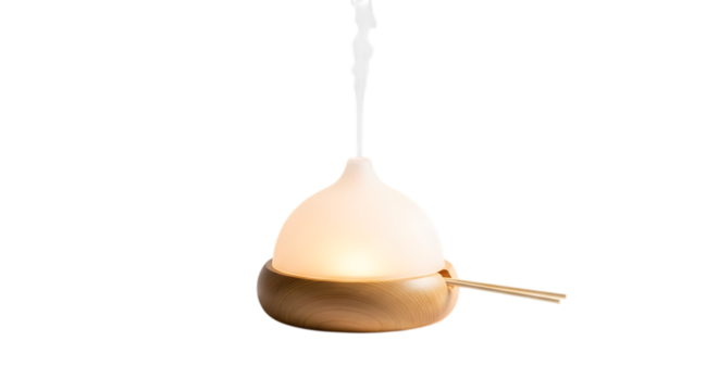 Aroma diffuser with essential oil isolated on transparent background, providing a relaxing and healthy atmosphere for your home with its modern design and therapeutic benefits