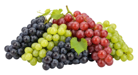 Assorted Red, Green, and Black Grapes, transparent background, cutout PNG