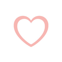 Pink heart outline on white background, a symbol of love and affection.