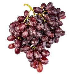 bunch of blue grapes with splashes of water, isolate