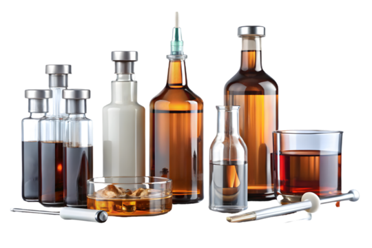 Drugs smoking and alcohol addictive substances concept isolated on transparent background