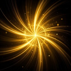 Golden rays burst from center on black