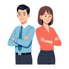 Business Duo: Confident professionals with folded arms, embodying partnership, corporate ambition, and teamwork.