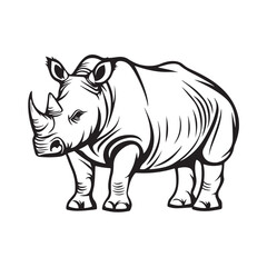 Obraz premium Vector sketch illustration of a rhinoceros featuring detailed line art and realistic contours. Ideal for wildlife themes, conservation projects, animal portraits, and nature-inspired designs.