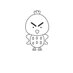 Cute Angry Cartoon Bird Outline for Coloring Book