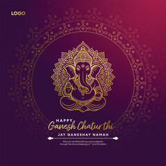 Ganesh Chaturthi Festival Background with Lord Ganesha Vector Design
