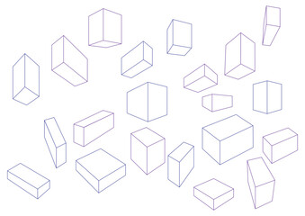 Rectangles in 2-point perspective with a blue color