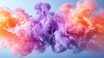Fototapeta premium Purple-Orange Ink Fluid Smoke in Water: Hyper-Realistic Abstract Liquid Art Background 