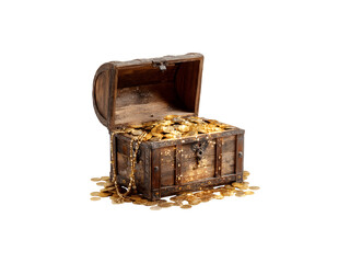 A treasure chest overflowing with sparkling gold coins