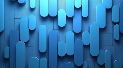 Blue 3D Oval Bars Background: Tech UI & Modern Layout Design