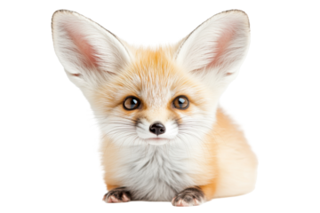 Adorable Fennec Fox with Large Ears and Expressive Eyes Showcasing Its Unique Features and Playful Nature Against a Simple Background. png, isolated on white background