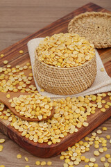 Split pigeon peas - Toor dal in small basket