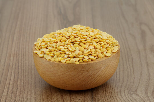 Split pigeon peas - Toor dal in small basket