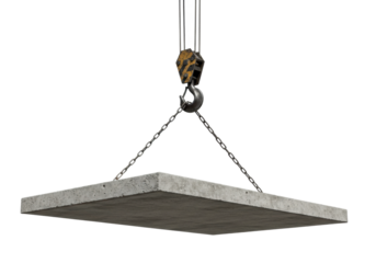 Concrete slab hoisting construction site industrial content aerial heavy lifting concept isolated PNG