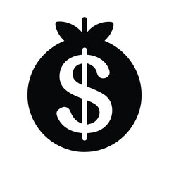 Bold Black and White Dollar Sign Icon:  Financial Success, Investment Growth, Wealth Symbol