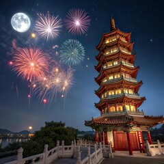chinese temple in hong kong at night