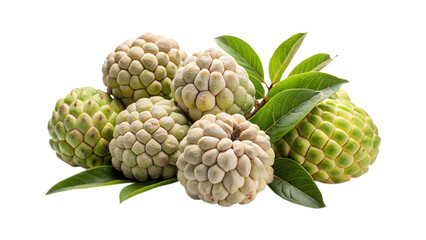 Fototapeta premium A Pile of Fresh and Delicious Sugar Apples with Green Leaves