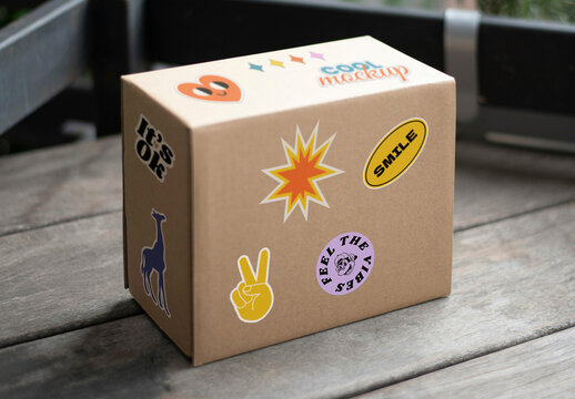 Cardboard Box Stickers Mockups
