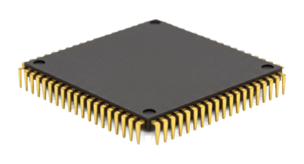 Electronic component showcase microprocessor chip technology lab product digital environment isolated PNG