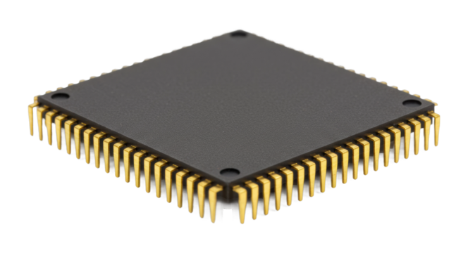 Electronic component showcase microprocessor chip technology lab product digital environment isolated PNG