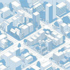 Isometric architectural blueprint design with detailed lines