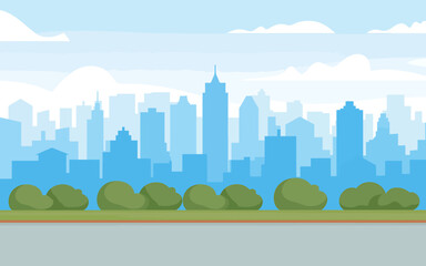 Minimalist cityscape illustration in flat design style