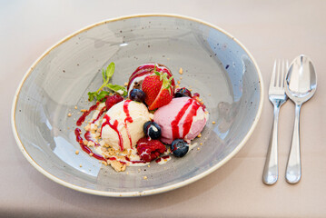 ice cream with berries