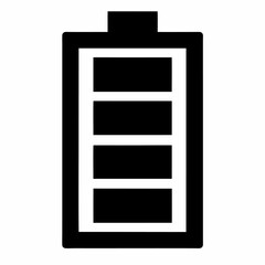 A black and white battery icon with four horizontal bars
