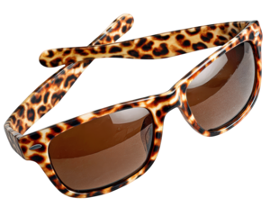 Leopard print sunglasses with brown lenses, stylish eyewear accessory, isolated on transparency background, fashion statement, modern and trendy look