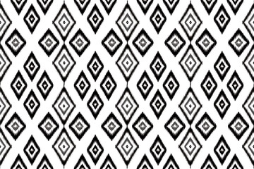 Black and White Ikat Diamond Pattern – Seamless tribal textile design, perfect for fabric, fashion, wallpaper, and modern minimalist projects.
