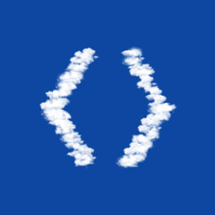 Clouds in the shape of a angle brackets symbol on a transparent background. A symbol consisting of clouds in the center. Illustration on transparent background