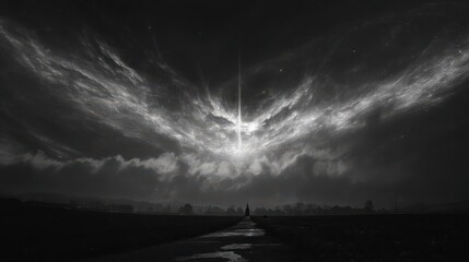 Mysterious Dark Magic Rituals Under Distorted Sky At Night