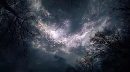 Fototapeta premium Mysterious Dark Sky with Distorted Light and Ethereal Patterns