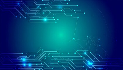 A techno-inspired design featuring stacked circuit boards and vibrant neon details