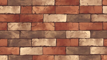 Brick wall texture vector illustration with warm red and brown background, perfect for adding realistic elements to designs, design projects, or architectural visuals.