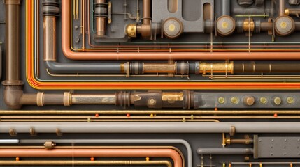 Obraz premium Detailed Cross Section of Pipe Network with Diverse Background Elements