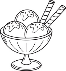 In a glass bowl, Ice cream vector art silhouette image