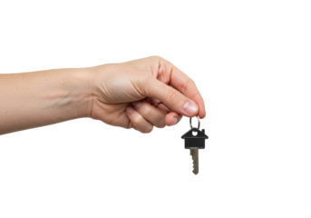 Handing over a key real estate transaction indoor setting focus on hand trust and ownership isolated PNG