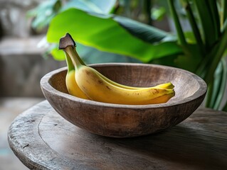  Joa banana in the wooden bowl.