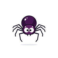 Cute cartoon purple spider with big round eyes and eight legs on a white background.