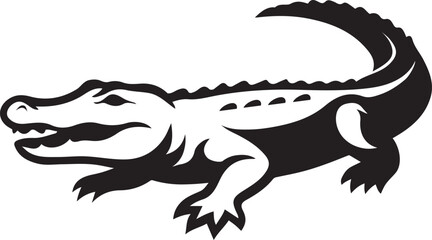 Alligator silhouette stylized black reptile, Crocodile design black vector graphic