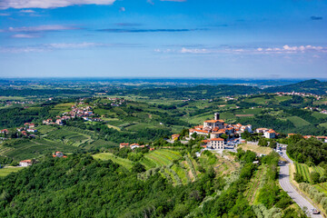 beautiful view - houses and vineyard in brda, slovenia
