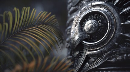 Intricate metalwork design with palm leaf detail