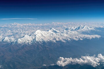 Obraz premium Aerial View Of Snow Capped Mountain Range