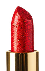 Glamorous red glitter lipstick application beauty studio product modern environment shot makeup concept isolated PNG